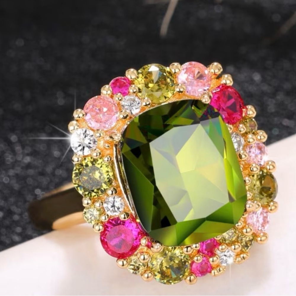 Elegant Multicolor Gemstone Ring Size 7